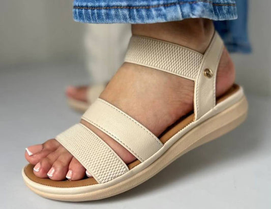 Sandalia flat confort con tira elastica