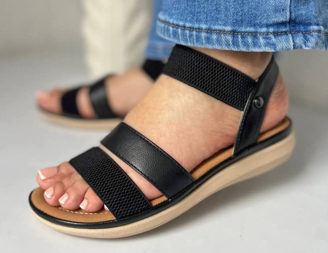 Sandalia flat confort con tira elastica